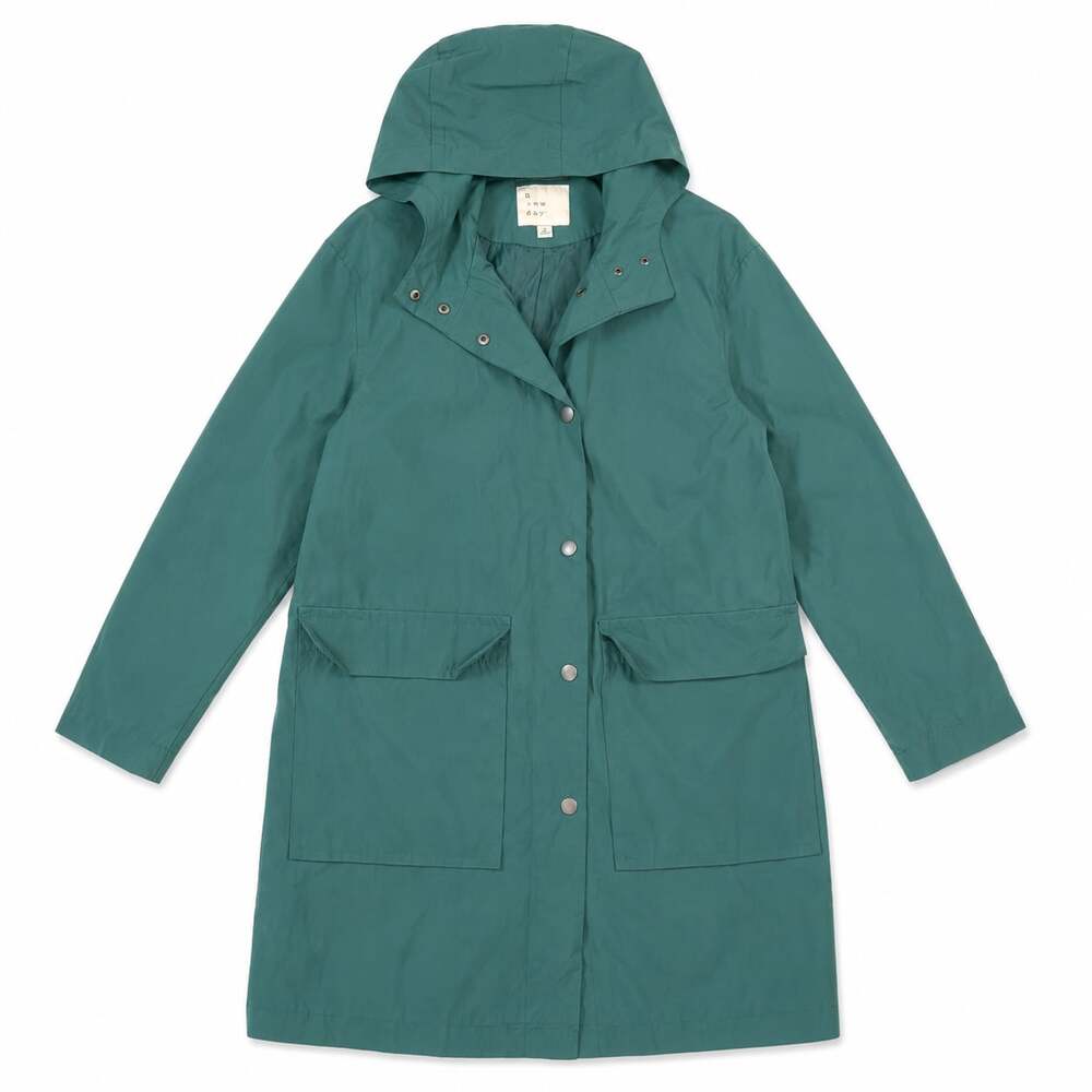 A New Day Women's Hooded Rain Jacket Water Repellent Teal Green